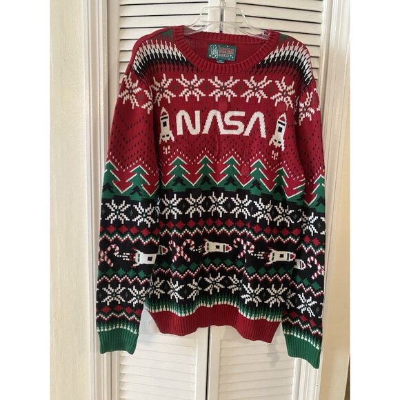 Ugly Christmas Sweater NASA Space Rockets Size XL Holiday Winter Party Cozy Fun - Picture 1 of 7